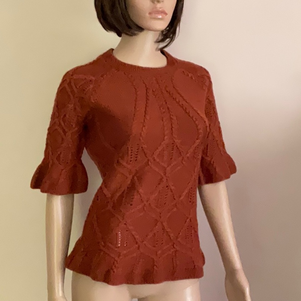 Moda International; Rust Cable Knit Women's Sweater wool blend
